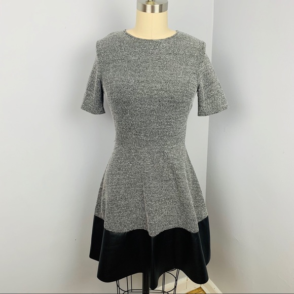 Aqua Dresses & Skirts - NWT Aqua Tweed Faux Leather Skater Dress